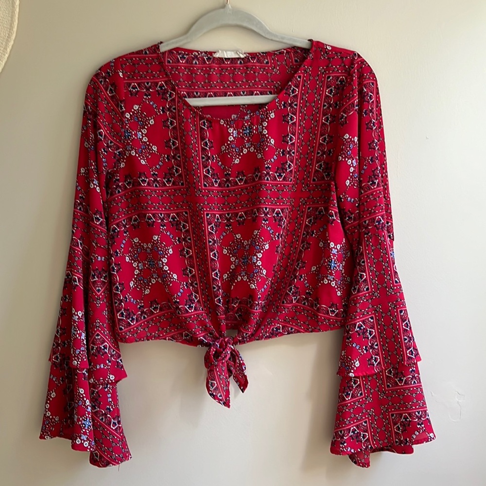 Altar’d State Long Sleeve Cropped Shirt